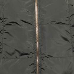 Pre Owned Max Mara Green/Beige Quilted Nylon Padded Mid Length Reversible Coat XS