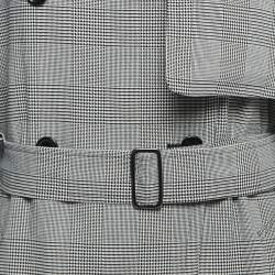 Pre Owned Max Mara Black Checkered Cotton Belted Trench Coat M