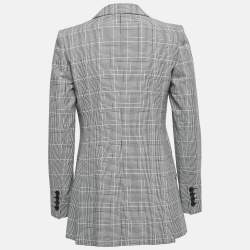 Pre Owned Max Mara Black/White Checked Patterned Cotton Blazer XS