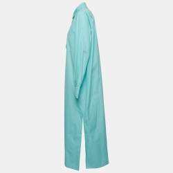 Pre Owned Max Mara Light Blue Cotton Shirt Maxi Dress 3XL