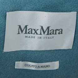 Max Mara Blue Wool Single Breasted Belted Trench Coat L