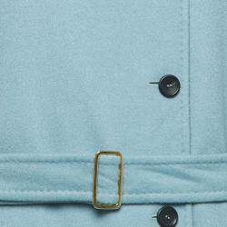Max Mara Blue Wool Single Breasted Belted Trench Coat L