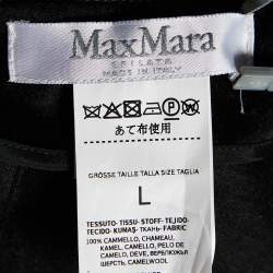 Max Mara Black Camel Wool Side Open Plata Kilt Skirt L