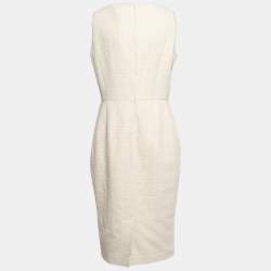 Max Mara Cream Tweed Sleeveless Sheath Dress L