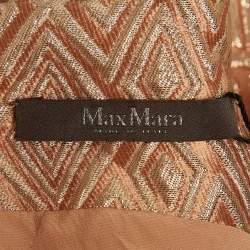 Max Mara Pink Lurex Jacquard Evening Gown S
