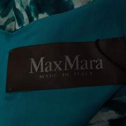 Max Mara Green Animal Printed Silk Sleeveless Maxi Dress S