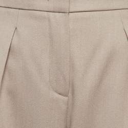 Pre Owned Max Mara Beige Virgin Wool Loose Fit Trousers L