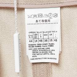 Pre Owned Max Mara Beige Virgin Wool Loose Fit Trousers L