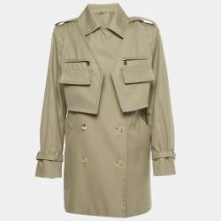 Pre Owned Max Mara Sfilata Khaki Green Gabardine Double Breasted Peonie Coat S