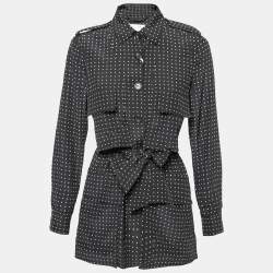 Max Mara Sfilata Black Printed Silk Maltese Belted Jacket S