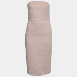 Pre Owned Max Mara Sfilata Light Pink Wool Strapless Bodycon Dress S