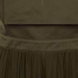 مملوكة مسبقًا Max Mara Sfilata Olive Green Cotton & Silk Overlay Jumpsuit M