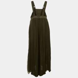 مملوكة مسبقًا Max Mara Sfilata Olive Green Cotton & Silk Overlay Jumpsuit M