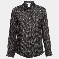 Max Mara Sfilata Black Printed Silk Concealed Button Shirt S