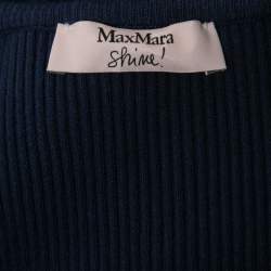 Max Mara Shine Navy Blue & Red Knit Ruffled Flared Dress M