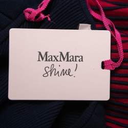 Max Mara Shine Navy Blue & Red Knit Ruffled Flared Dress M