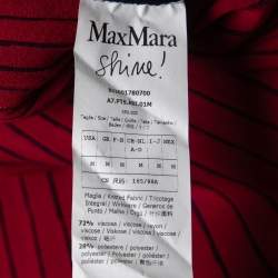 Max Mara Shine Navy Blue & Red Knit Ruffled Flared Dress M