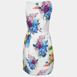 Max Mara Shine White Printed Cotton Sleeveless Dress S