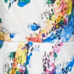 Max Mara Shine White Printed Cotton Sleeveless Dress S