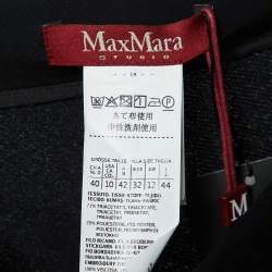 Max Mara Studio Black Crepe Floral Embellished Midi Skirt M