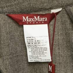 Pre Owned Max Mara Studio Grey Wool Ruffled Sheath Dress M