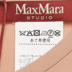Max Mara Studio Dark Beige Crepe Lace Trimmed Top L