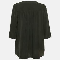 Max Mara Studio Black Silk Tie-Up Neck Blouse S