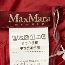Pre Owned Max Mara Studio Red Crepe Gathered Maxi Skirt L