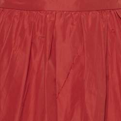 Pre Owned Max Mara Studio Red Crepe Gathered Maxi Skirt L