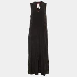 Pre Owned Max Mara Studio Black Silk Balzac Maxi Dress M