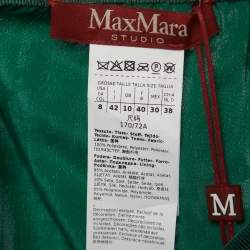 Pre Owned Max Mara Studio Green Pleated Chantilly Lace Sierra Midi Skirt M