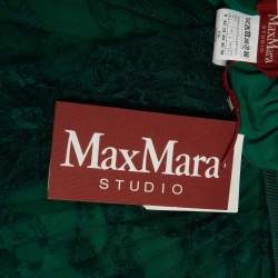 Pre Owned Max Mara Studio Green Pleated Chantilly Lace Sierra Midi Skirt M