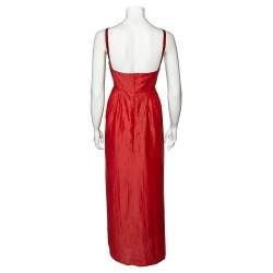Max Mara Studio Red Ramie & Silk Sleeveless Maxi Dress L 