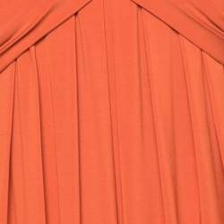 Pre Owned Max Mara Studio Orange Jersey Pleated Detail Sleeveless Midi Dress S