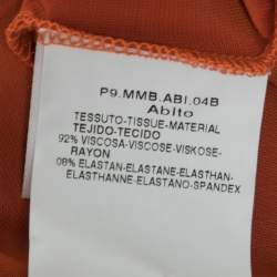 Pre Owned Max Mara Studio Orange Jersey Pleated Detail Sleeveless Midi Dress S