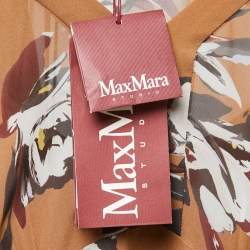 Pre Owned Max Mara Brown Floral Printed Silk Maxi Dress M