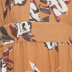 Pre Owned Max Mara Brown Floral Printed Silk Maxi Dress M
