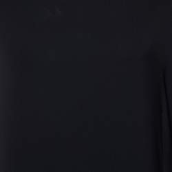 Pre Owned Max Mara Studio Black Crepe Contrast Pleated Asymmetric Dress M