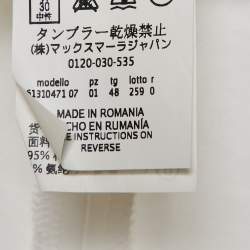 Pre Owned Max Mara Studio White Stretch Cotton Straight Fit Pants L/Waist 35.5"