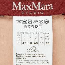 Max Mara Studio Light Brown Crepe Draped Neck Top M