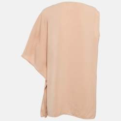 Max Mara Studio Light Brown Crepe Draped Neck Top M