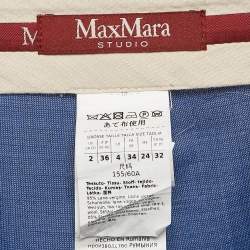 Pre Owned Max Mara Studio Blue Wool Straight Fit Trousers XS/Waist 27.5"