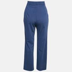 Pre Owned Max Mara Studio Blue Wool Straight Fit Trousers XS/Waist 27.5"