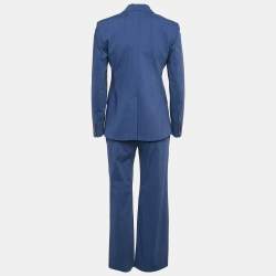 Max Mara Studio Blue Wool Tailored Pants Suit S