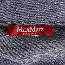 Max Mara Studio Blue Cotton Double Breasted Pants Suit S