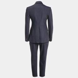 Max Mara Studio Blue Cotton Double Breasted Pants Suit S