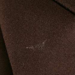 Max Mara Studio Brown Virgin Wool and Cashmere Open Front Belted Long Coat S