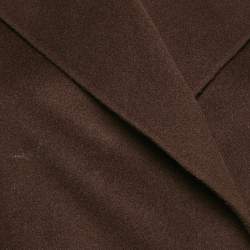 Max Mara Studio Brown Virgin Wool and Cashmere Open Front Belted Long Coat S