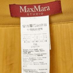 Max Mara Studio Yellow Pleated Georgette Midi Skirt M