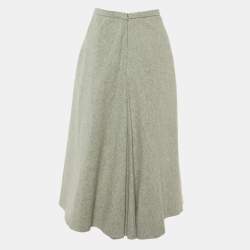 Max Mara Studio Grey Wool Pleated Midi Skirt S